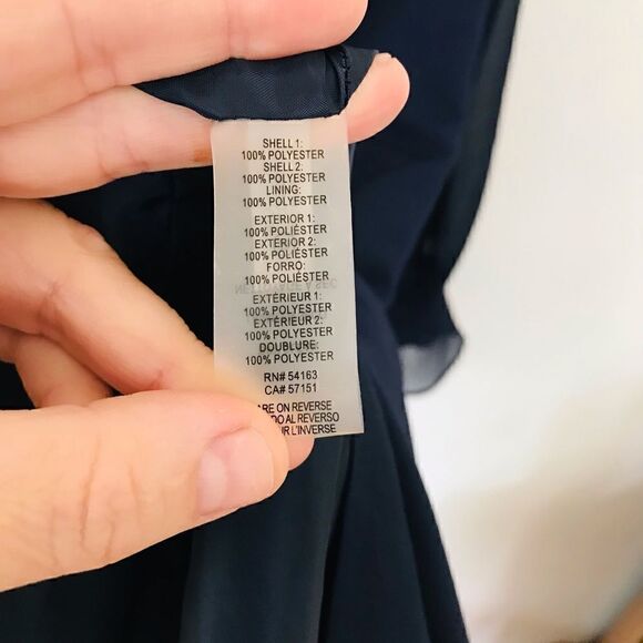 Karl Lagerfeld Paris | Navy Chiffon Sleeve crepe sheath dress | size 4 - Picture 5 of 10